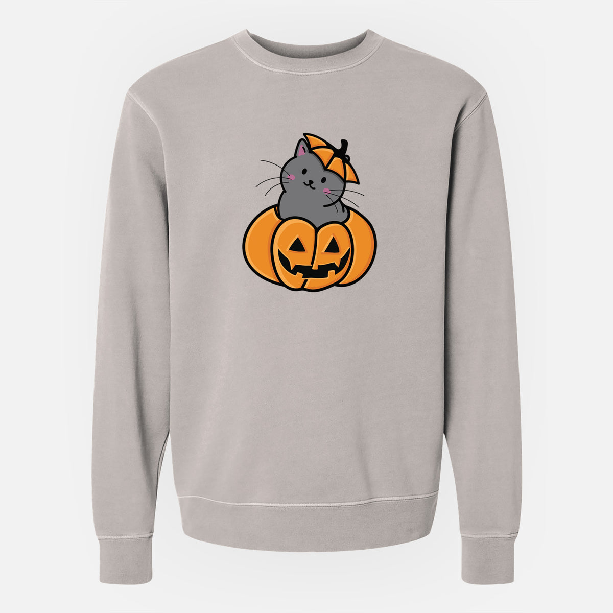 Pumpkin Cat - Black Cat - Unisex Pigment Dyed Crew Sweatshirt