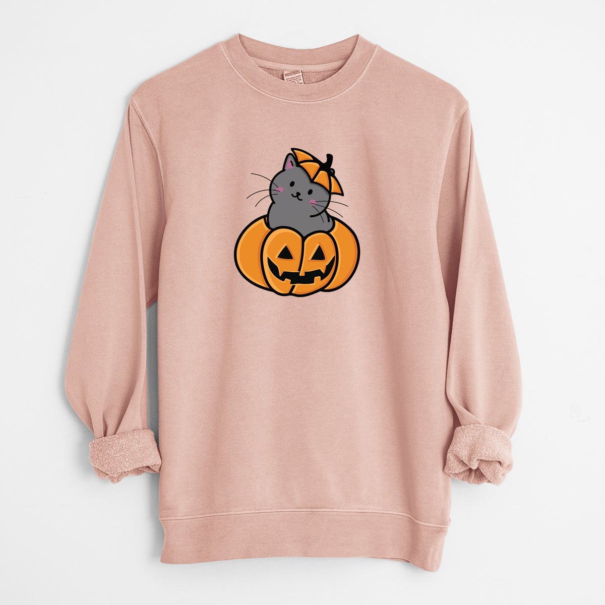 Pumpkin Cat - Black Cat - Unisex Pigment Dyed Crew Sweatshirt