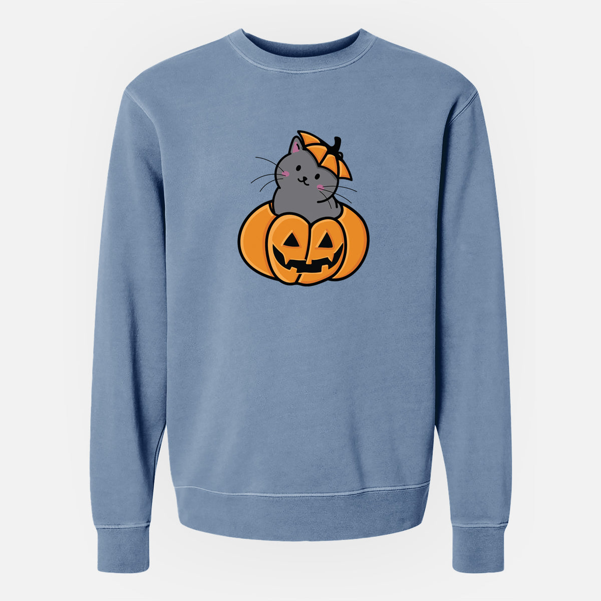 Pumpkin Cat - Black Cat - Unisex Pigment Dyed Crew Sweatshirt