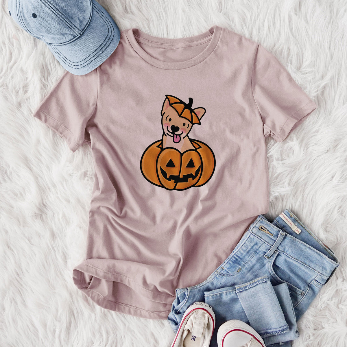 Pumpkin Pup - Chihuahua - Women's Lightweight Relaxed Fit 100% Cotton Crewneck
