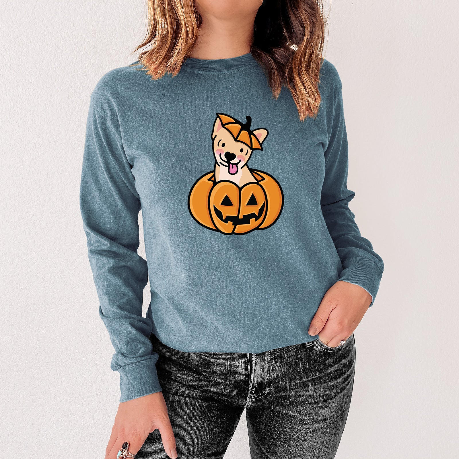 Pumpkin Pup - Chihuahua - Heavyweight 100% Cotton Long Sleeve