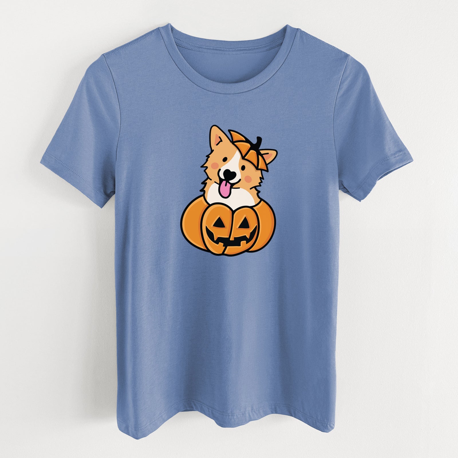 Pumpkin Pup - Corgi - Women's Lightweight Relaxed Fit 100% Cotton Crewneck