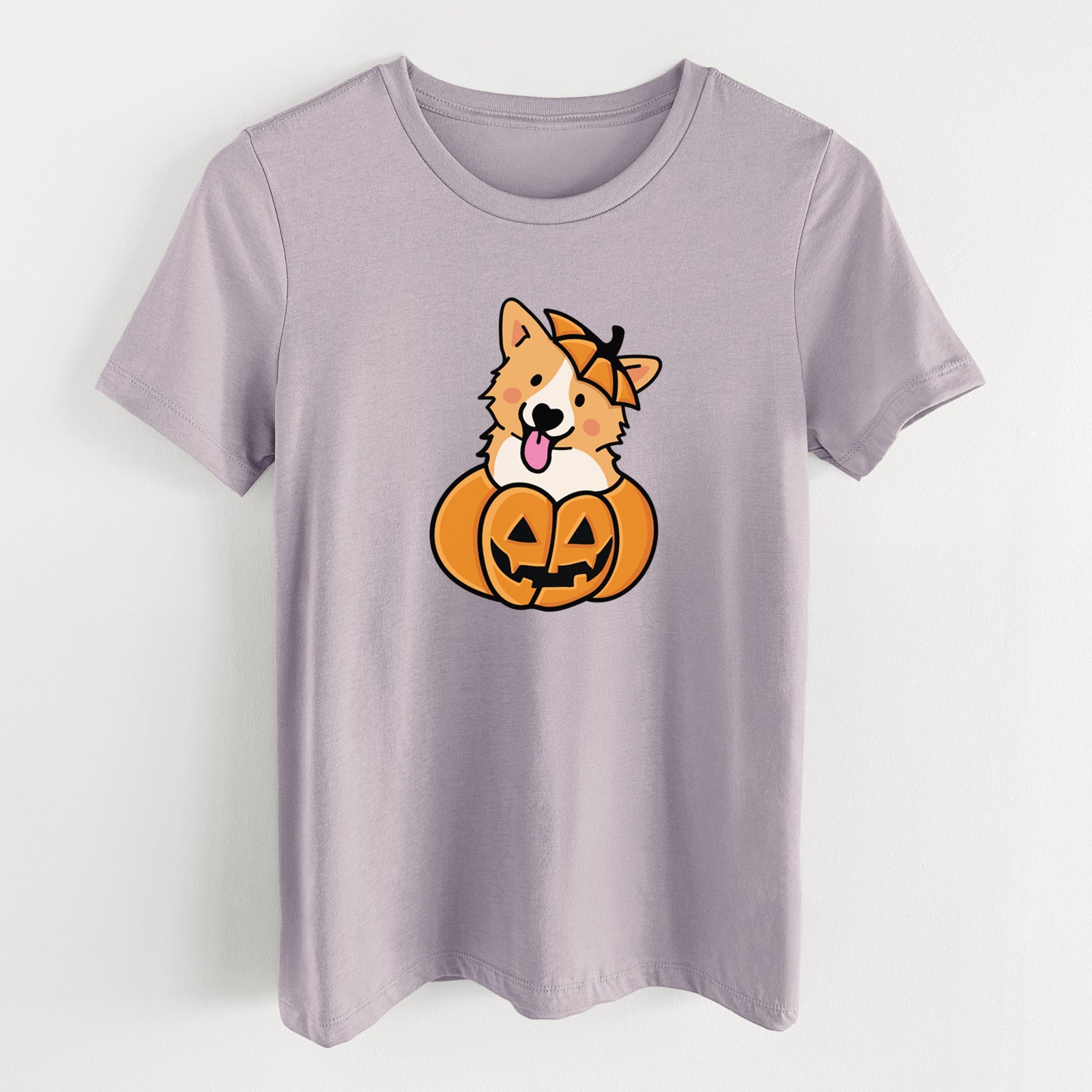 Pumpkin Pup - Corgi - Women's Lightweight Relaxed Fit 100% Cotton Crewneck