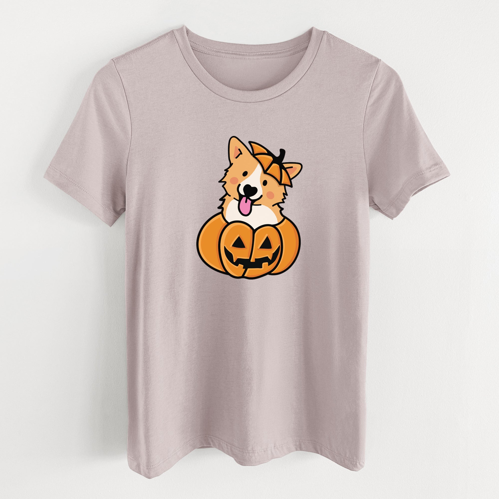 Pumpkin Pup - Corgi - Women's Lightweight Relaxed Fit 100% Cotton Crewneck