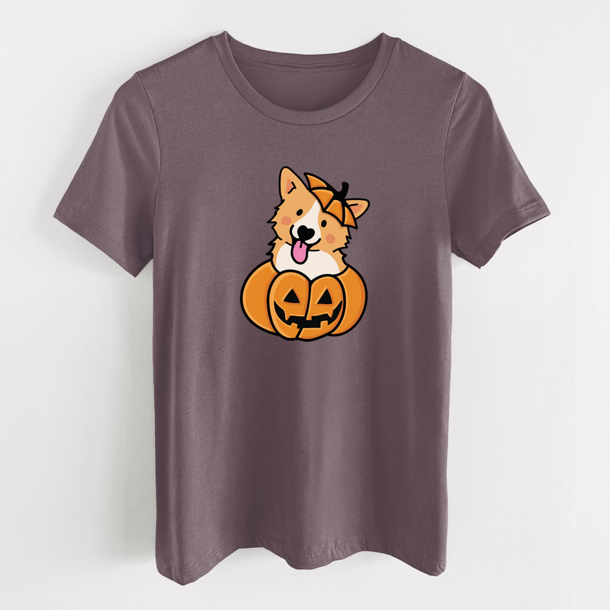 Pumpkin Pup - Corgi - Women's Lightweight Relaxed Fit 100% Cotton Crewneck