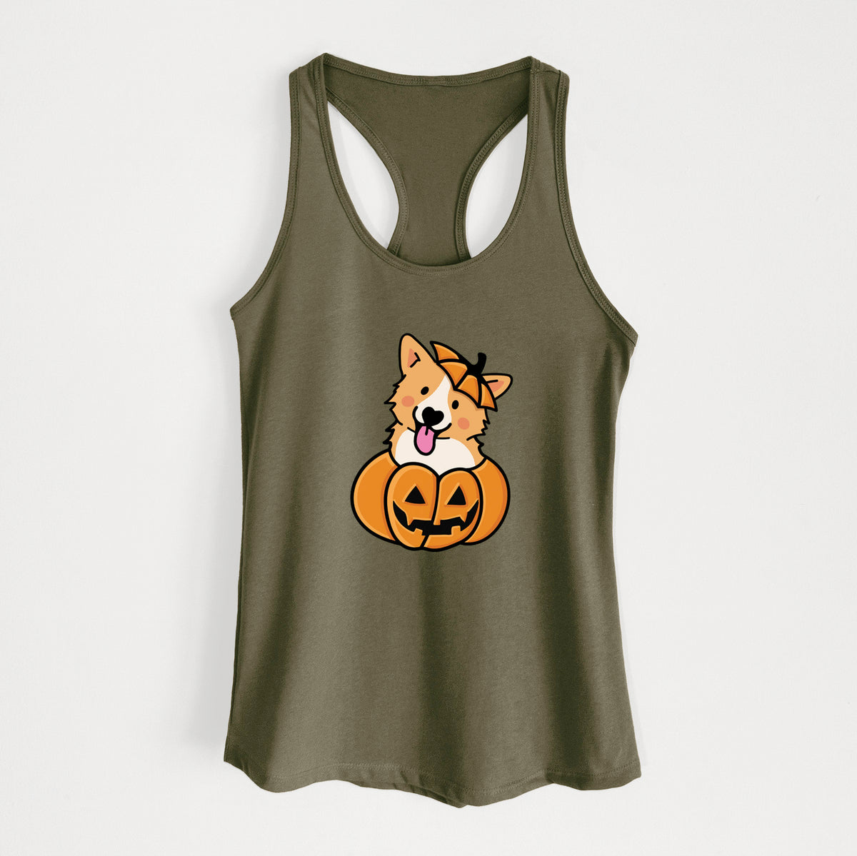 Pumpkin Pup - Corgi - Women's Racerback Tanktop