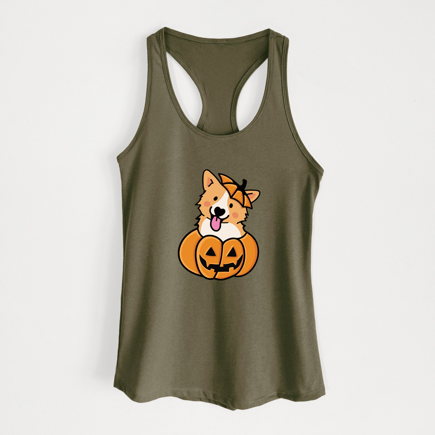Pumpkin Pup - Corgi - Women's Racerback Tanktop
