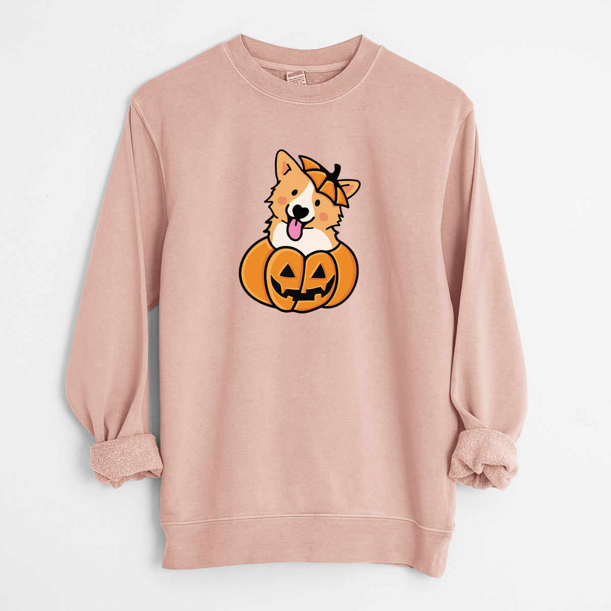 Pumpkin Pup - Corgi - Unisex Pigment Dyed Crew Sweatshirt