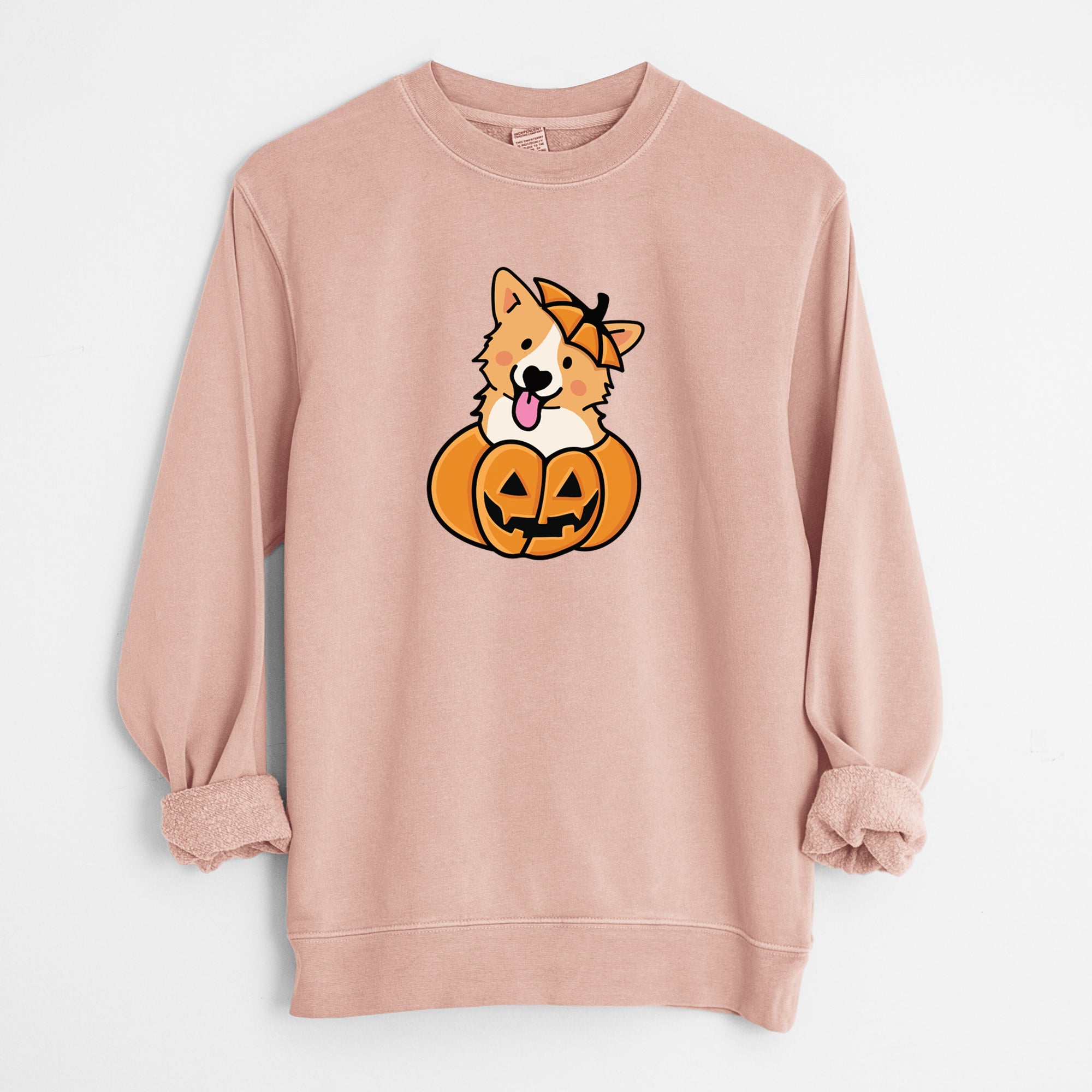 Pumpkin Pup - Corgi - Unisex Pigment Dyed Crew Sweatshirt