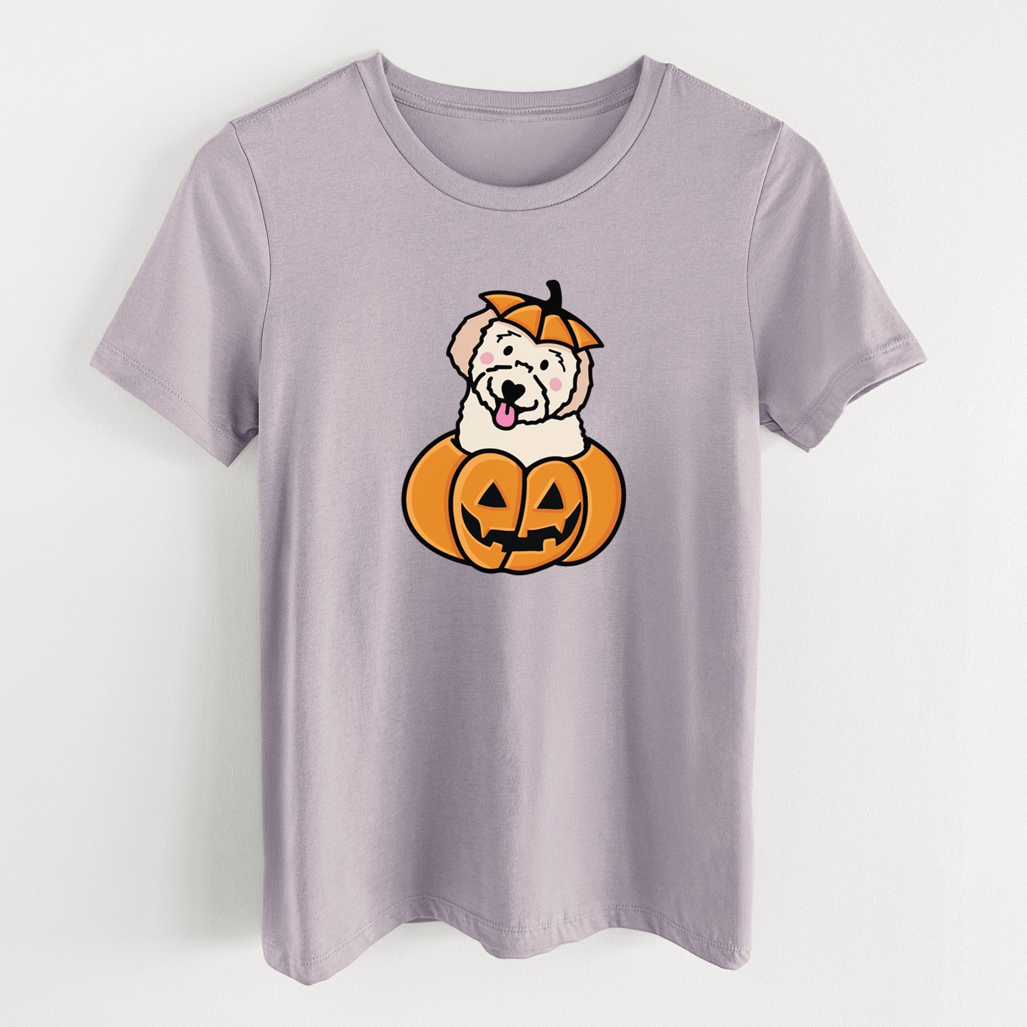 Pumpkin Pup - Doodle - Women's Lightweight Relaxed Fit 100% Cotton Crewneck