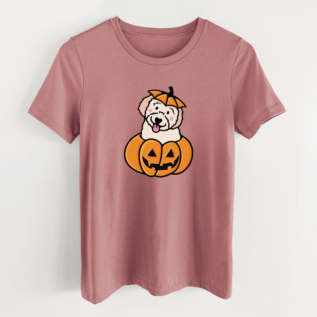 Pumpkin Pup - Doodle - Women's Lightweight Relaxed Fit 100% Cotton Crewneck