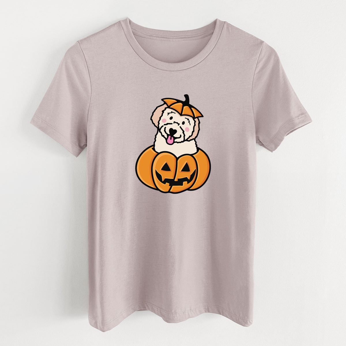 Pumpkin Pup - Doodle - Women's Lightweight Relaxed Fit 100% Cotton Crewneck