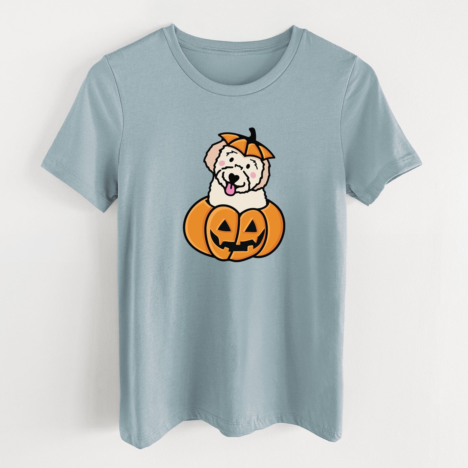 Pumpkin Pup - Doodle - Women's Lightweight Relaxed Fit 100% Cotton Crewneck