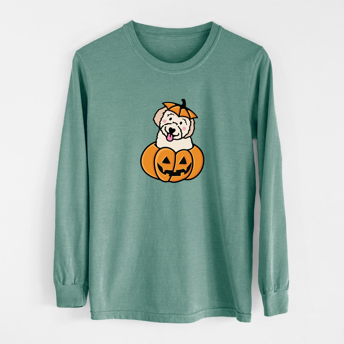 Pumpkin Pup - Doodle - Heavyweight 100% Cotton Long Sleeve