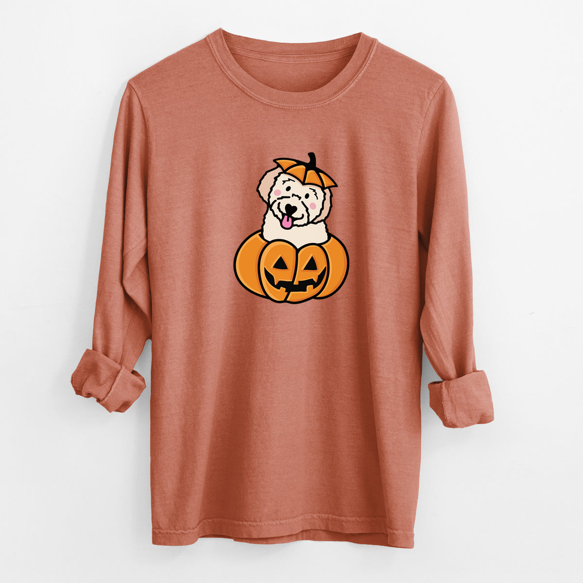 Pumpkin Pup - Doodle - Heavyweight 100% Cotton Long Sleeve