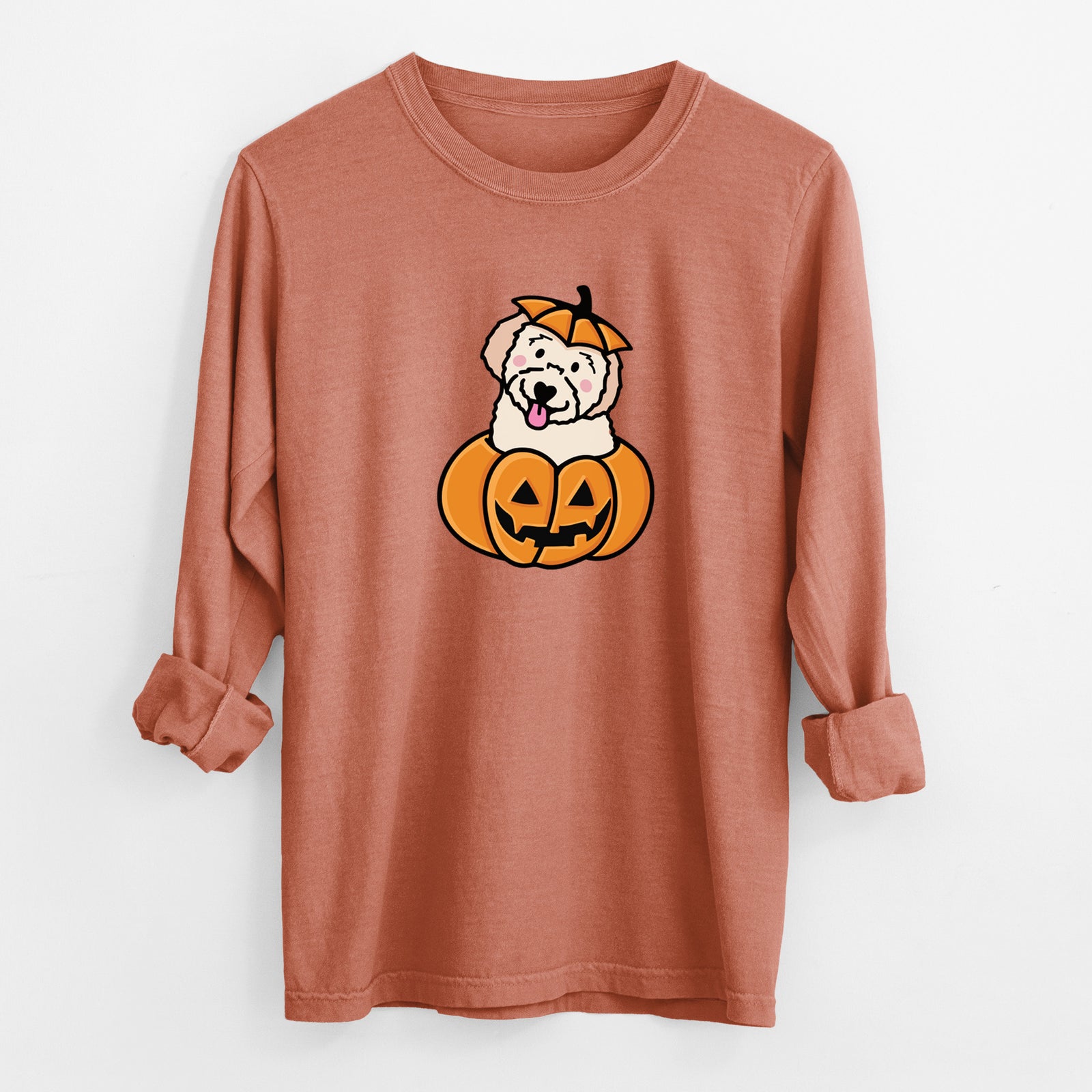 Pumpkin Pup - Doodle - Heavyweight 100% Cotton Long Sleeve