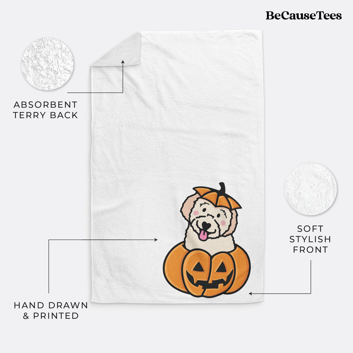 Pumpkin Pup - Doodle Hand Towel