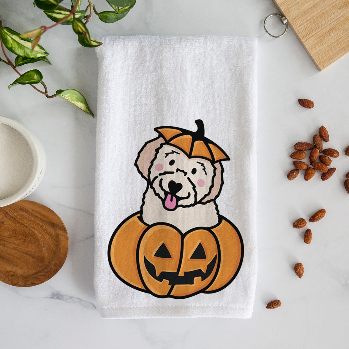 Pumpkin Pup - Doodle Hand Towel