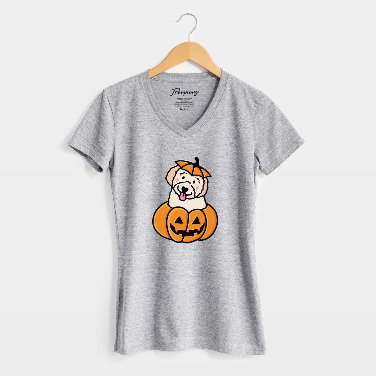 Pumpkin Pup - Doodle - Women's Perfect V-neck Shirt