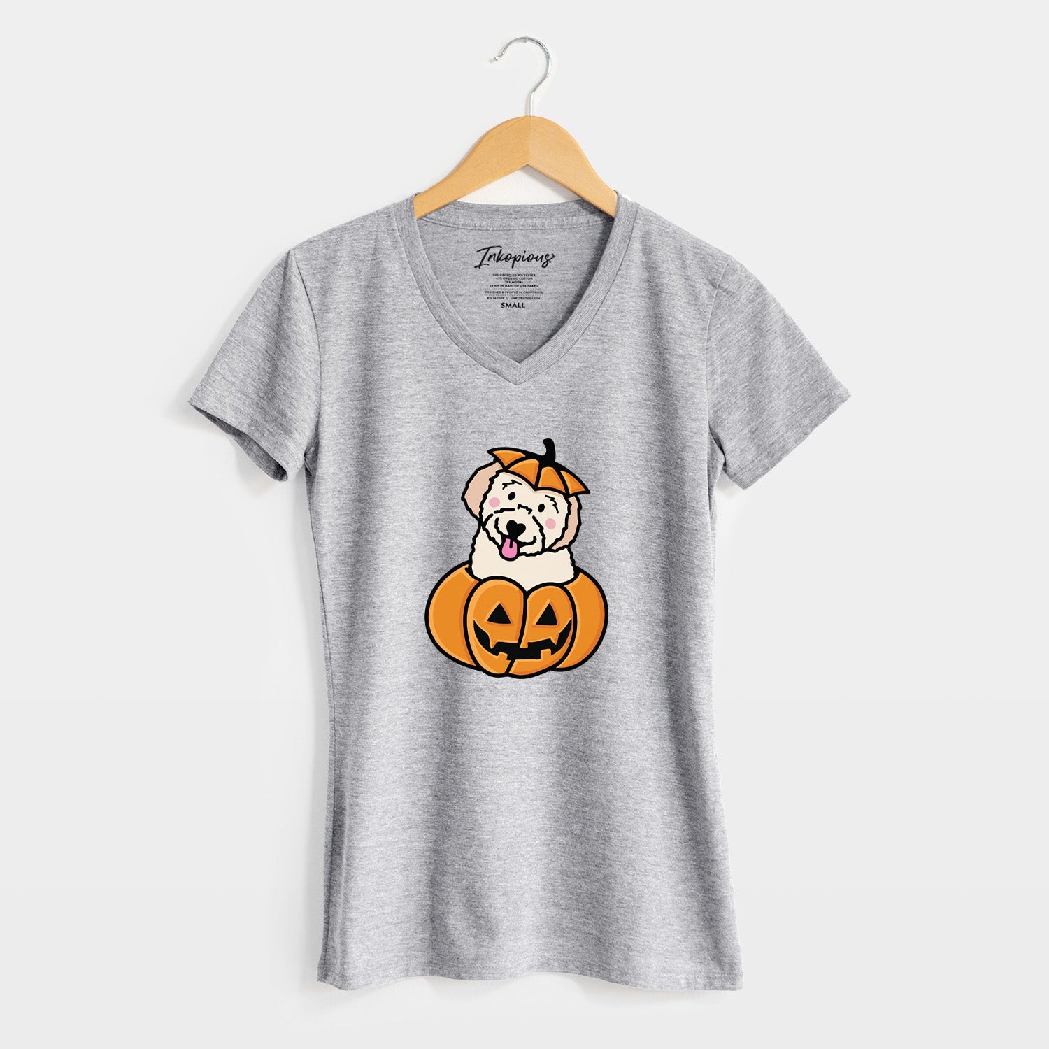 Pumpkin Pup - Doodle - Women's Perfect V-neck Shirt