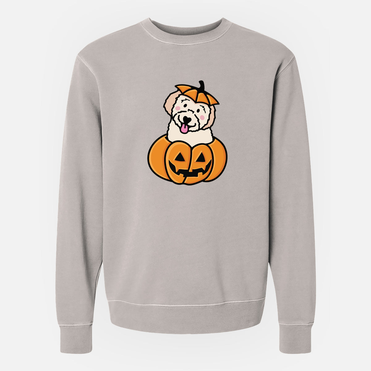 Pumpkin Pup - Doodle - Unisex Pigment Dyed Crew Sweatshirt