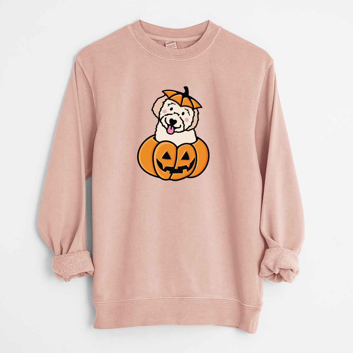 Pumpkin Pup - Doodle - Unisex Pigment Dyed Crew Sweatshirt