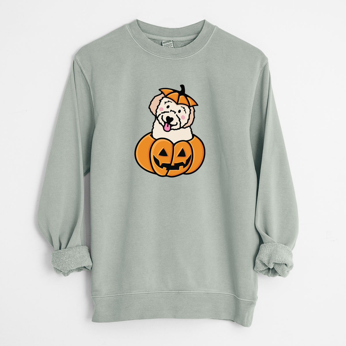 Pumpkin Pup - Doodle - Unisex Pigment Dyed Crew Sweatshirt