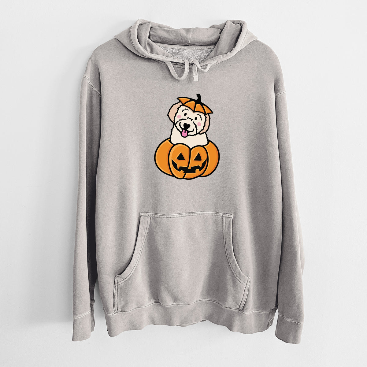 Pumpkin Pup - Doodle - Unisex Pigment Dyed Hoodie