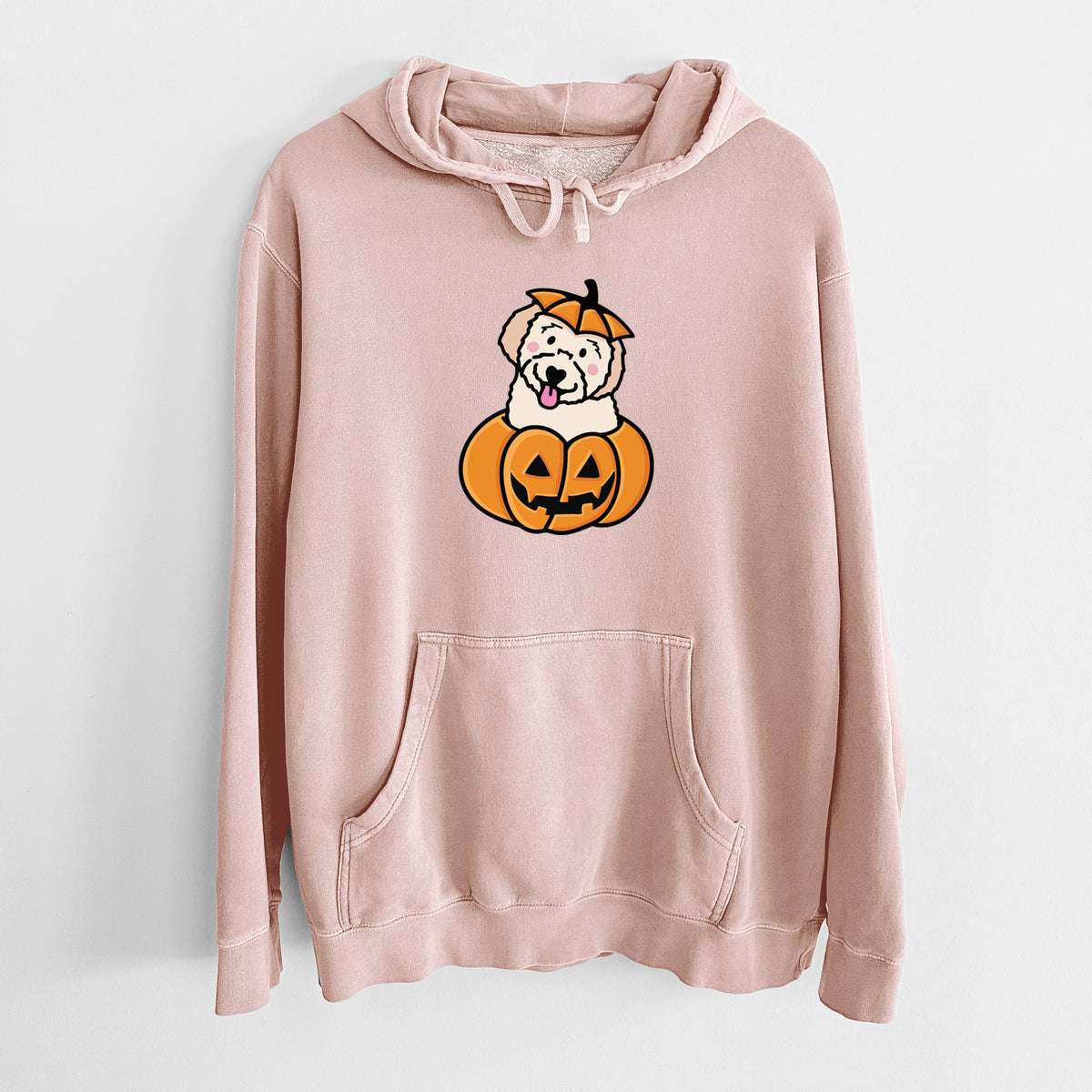 Pumpkin Pup - Doodle - Unisex Pigment Dyed Hoodie