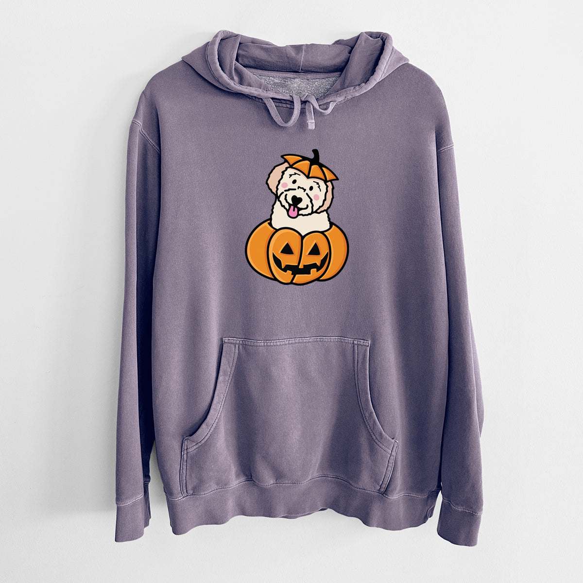 Pumpkin Pup - Doodle - Unisex Pigment Dyed Hoodie
