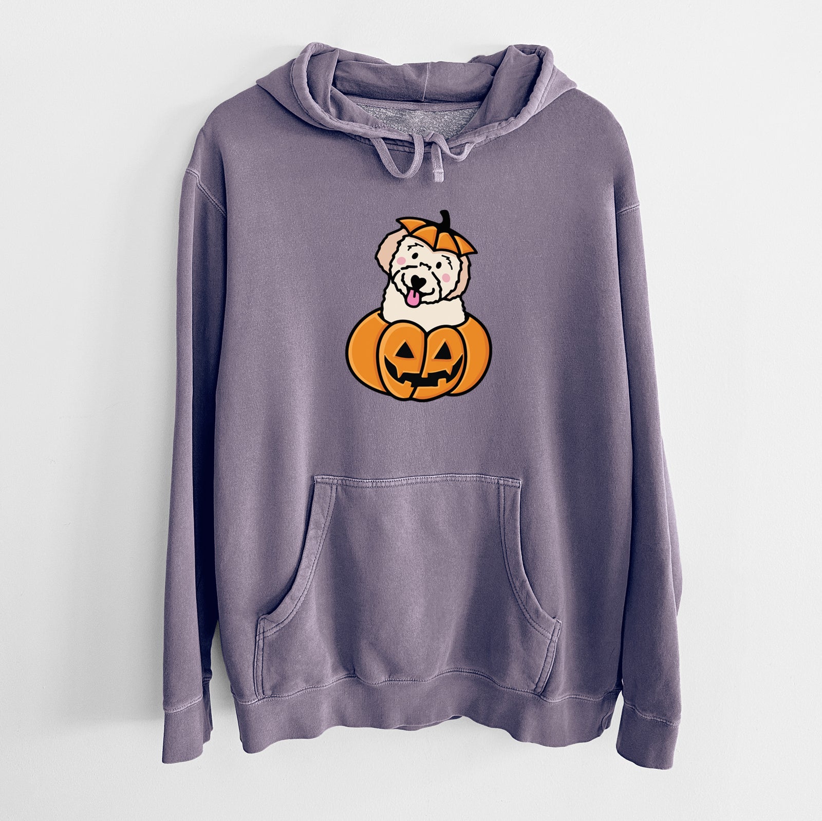 Pumpkin Pup - Doodle - Unisex Pigment Dyed Hoodie