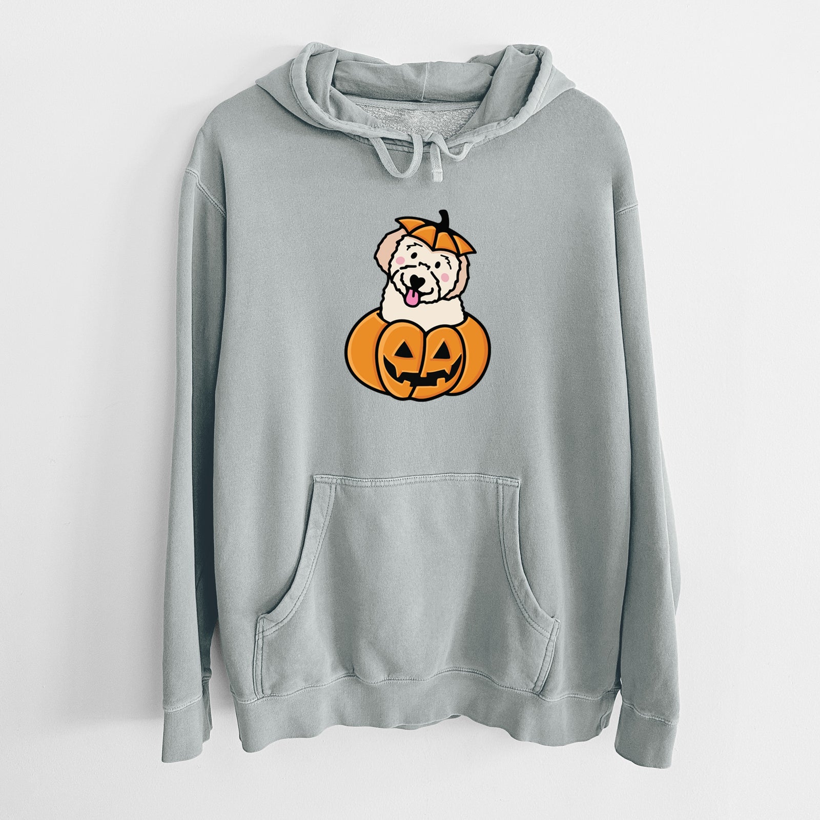 Pumpkin Pup - Doodle - Unisex Pigment Dyed Hoodie