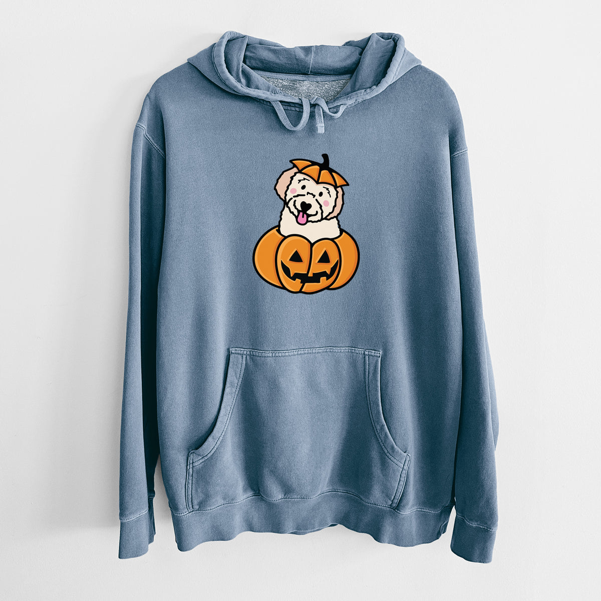 Pumpkin Pup - Doodle - Unisex Pigment Dyed Hoodie