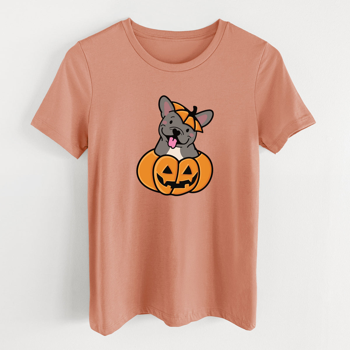 Pumpkin Pup - French Bulldog - Women's Lightweight Relaxed Fit 100% Cotton Crewneck