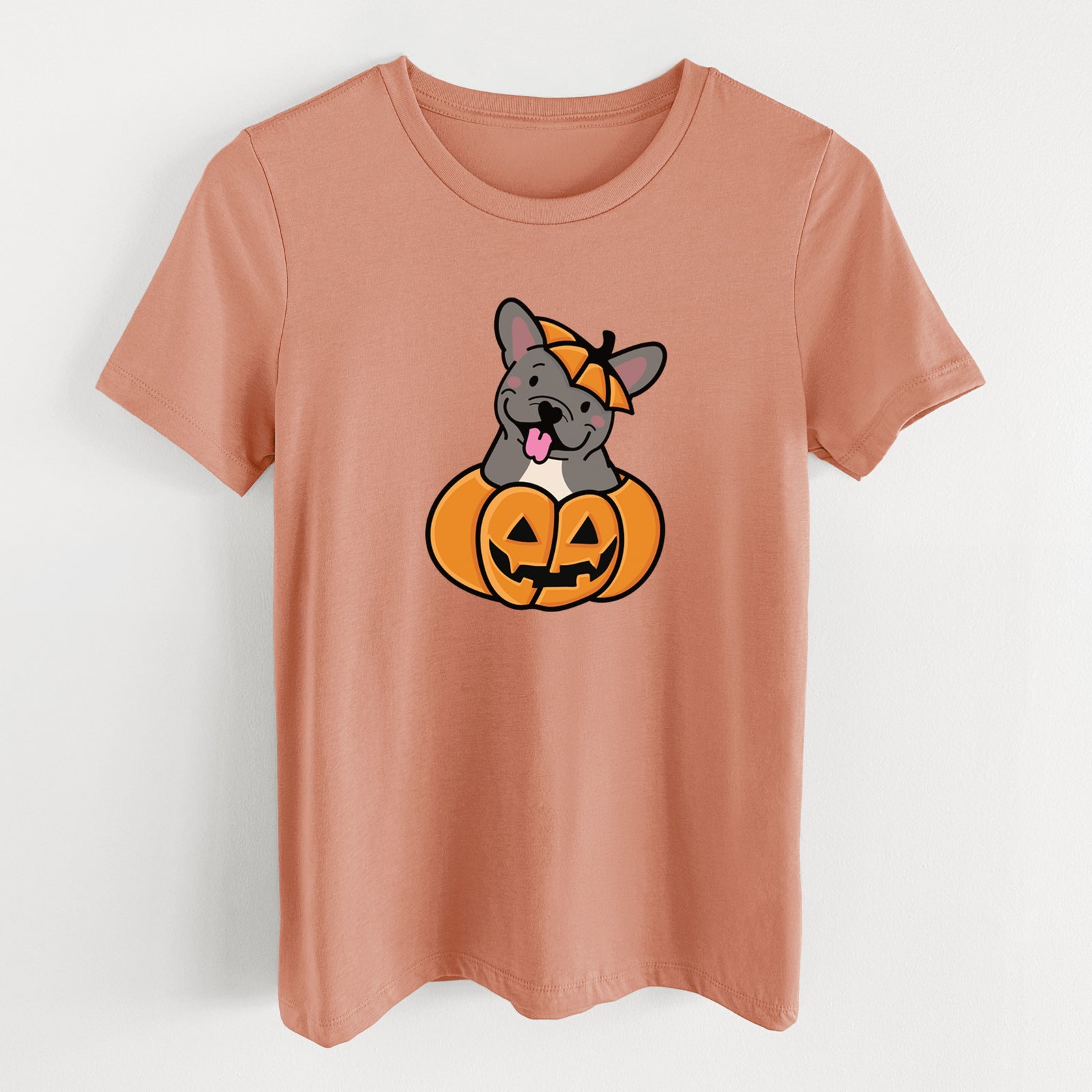 Pumpkin Pup - French Bulldog - Women's Lightweight Relaxed Fit 100% Cotton Crewneck