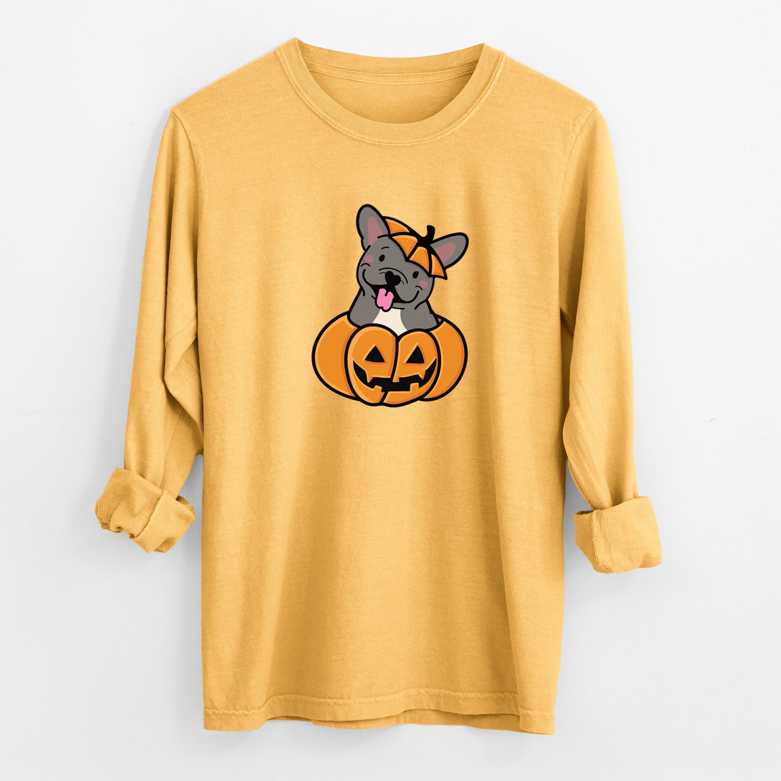 Pumpkin Pup - French Bulldog - Heavyweight 100% Cotton Long Sleeve