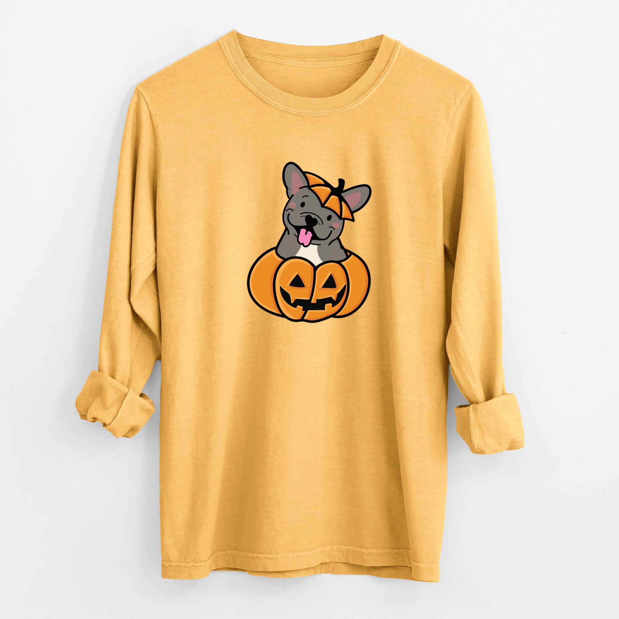Pumpkin Pup - French Bulldog - Heavyweight 100% Cotton Long Sleeve