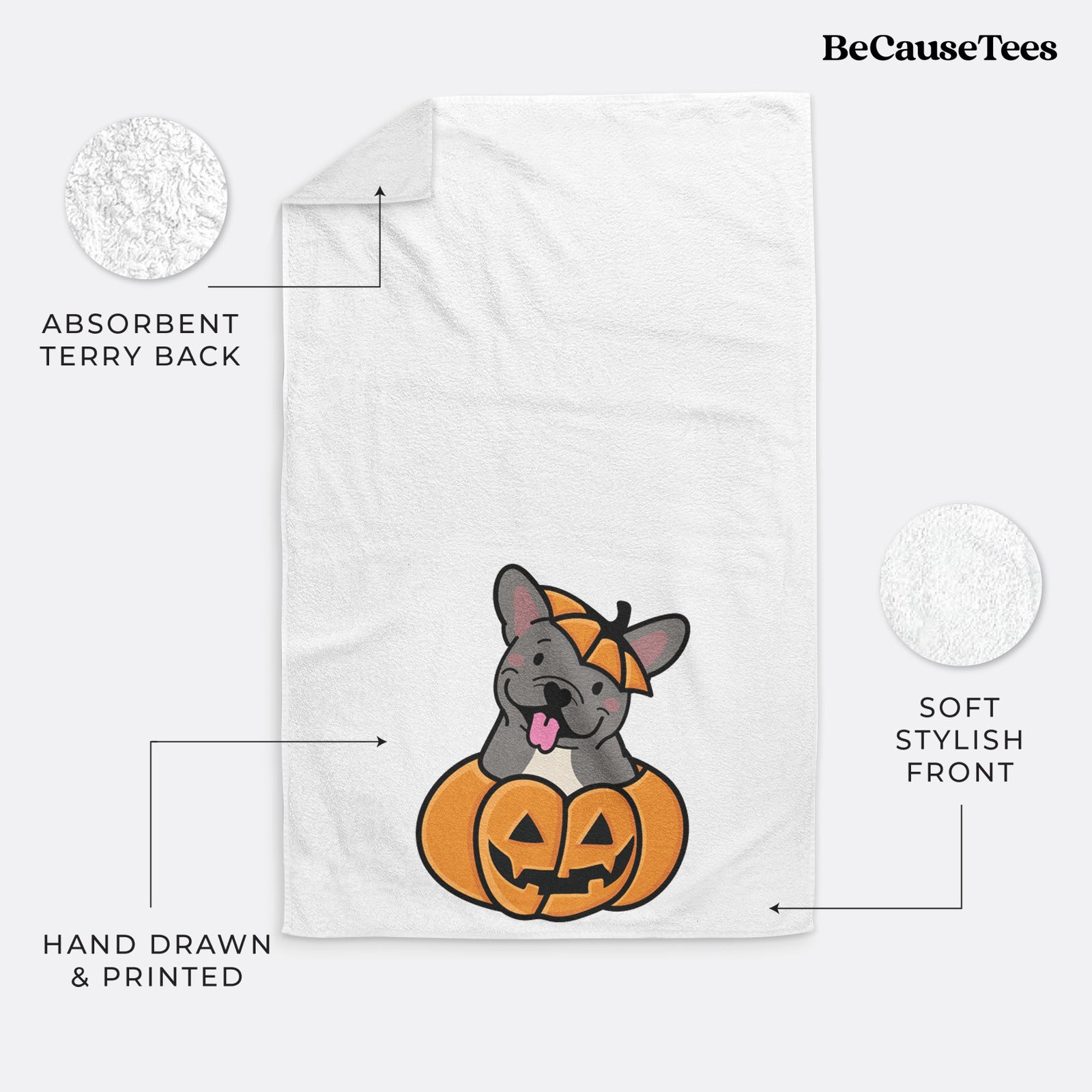 Pumpkin Pup - French Bulldog Hand Towel