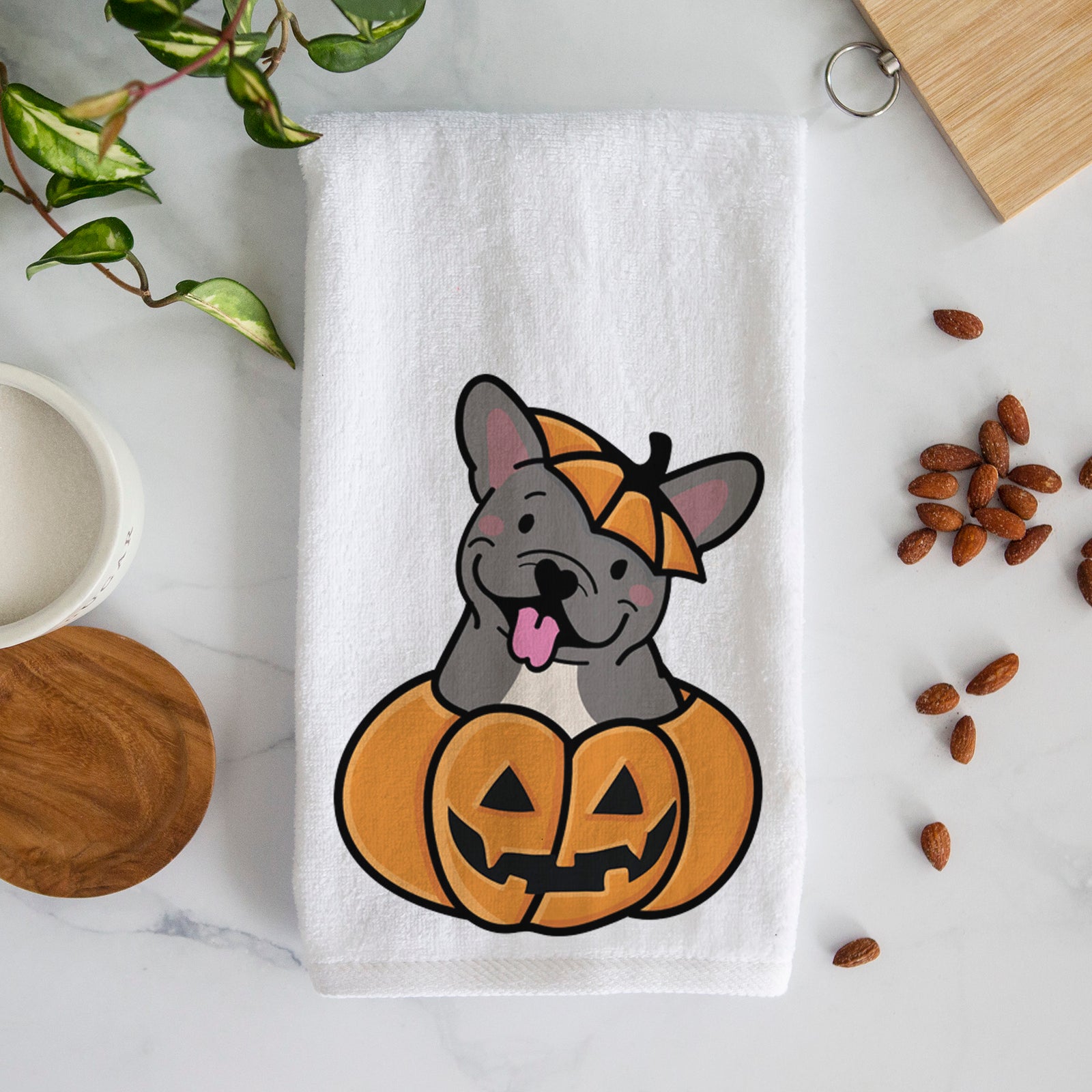 Pumpkin Pup - French Bulldog Hand Towel
