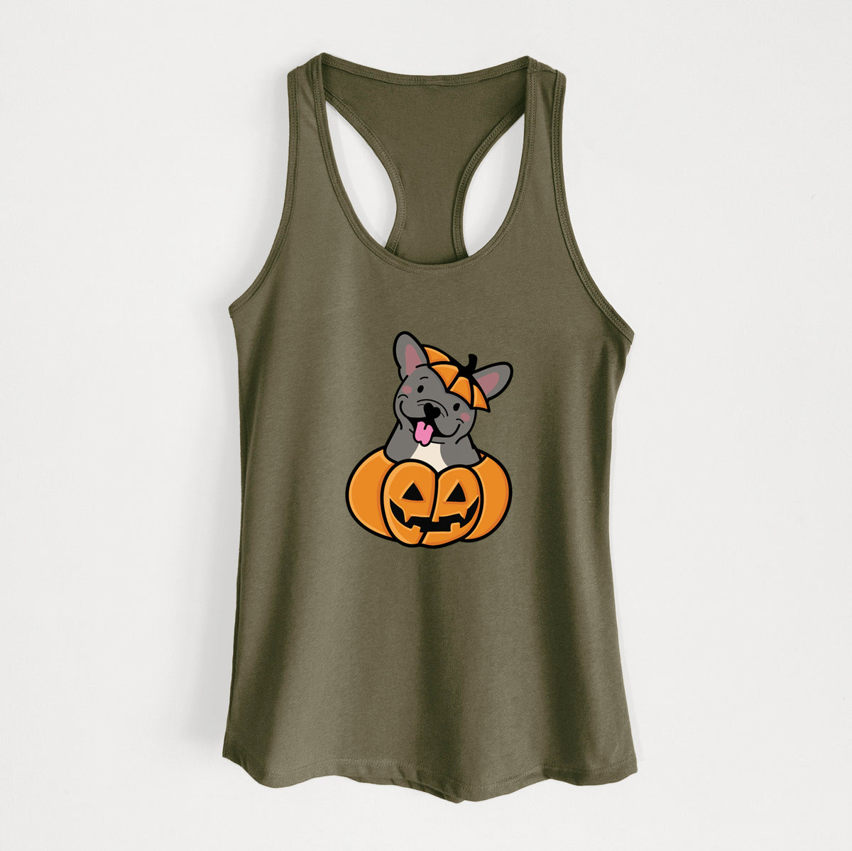 Pumpkin Pup - French Bulldog - Women's Racerback Tanktop