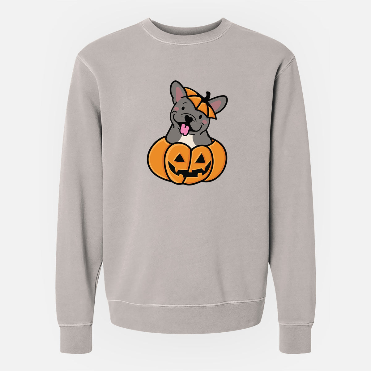 Pumpkin Pup - French Bulldog - Unisex Pigment Dyed Crew Sweatshirt