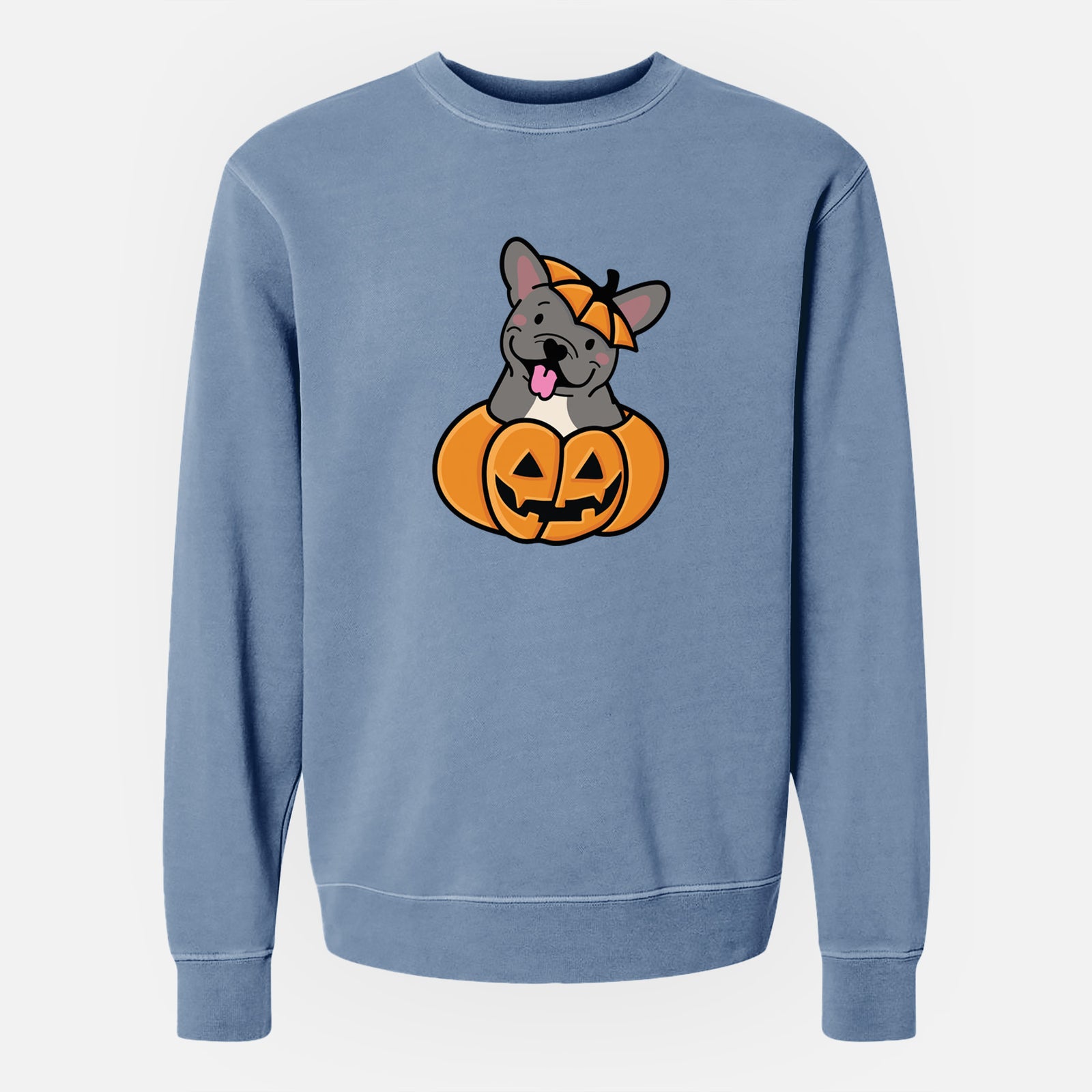 Pumpkin Pup - French Bulldog - Unisex Pigment Dyed Crew Sweatshirt