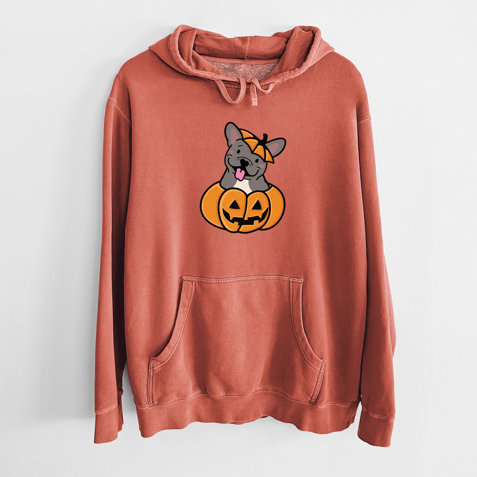 Pumpkin Pup - French Bulldog - Unisex Pigment Dyed Hoodie