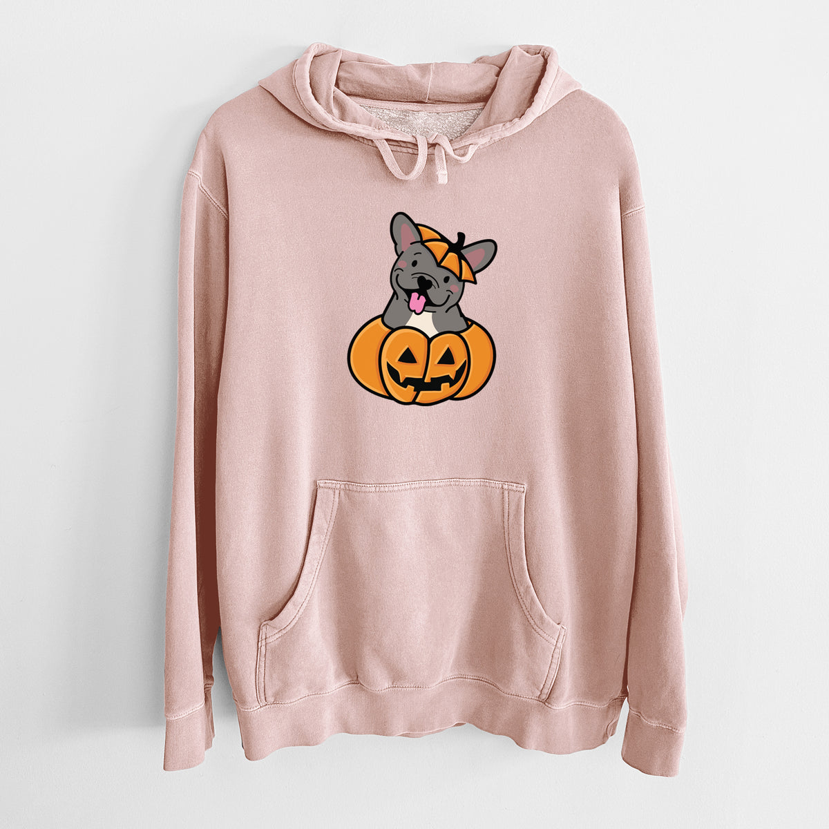 Pumpkin Pup - French Bulldog - Unisex Pigment Dyed Hoodie