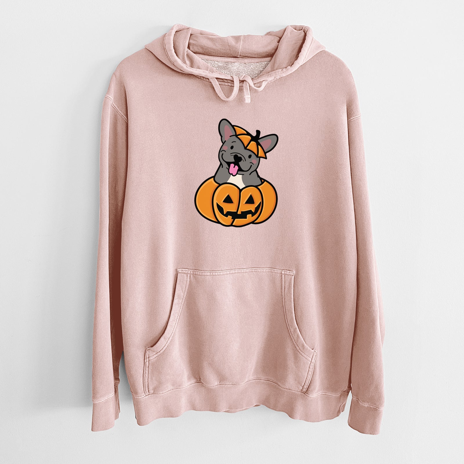 Pumpkin Pup - French Bulldog - Unisex Pigment Dyed Hoodie