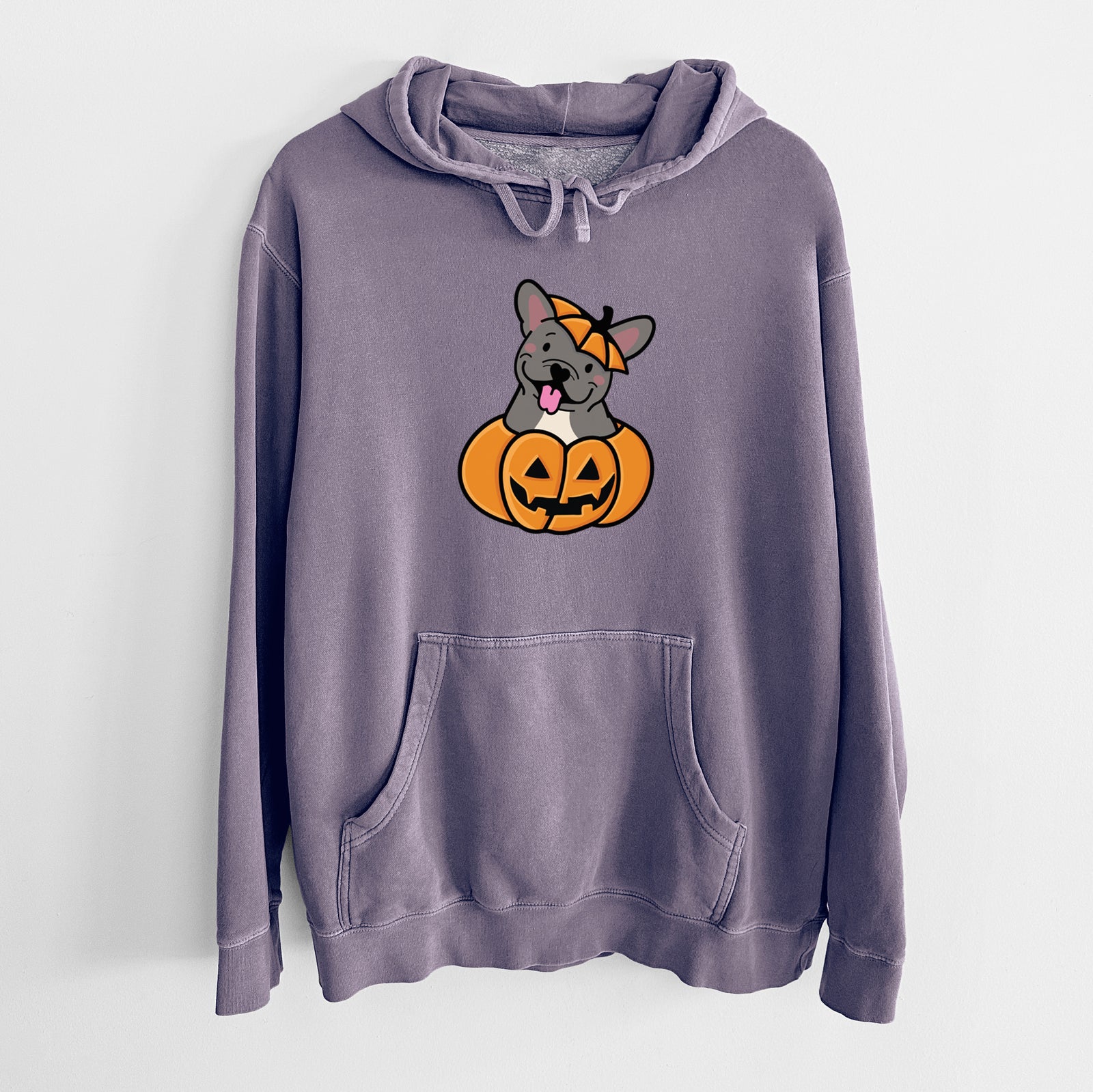 Pumpkin Pup - French Bulldog - Unisex Pigment Dyed Hoodie