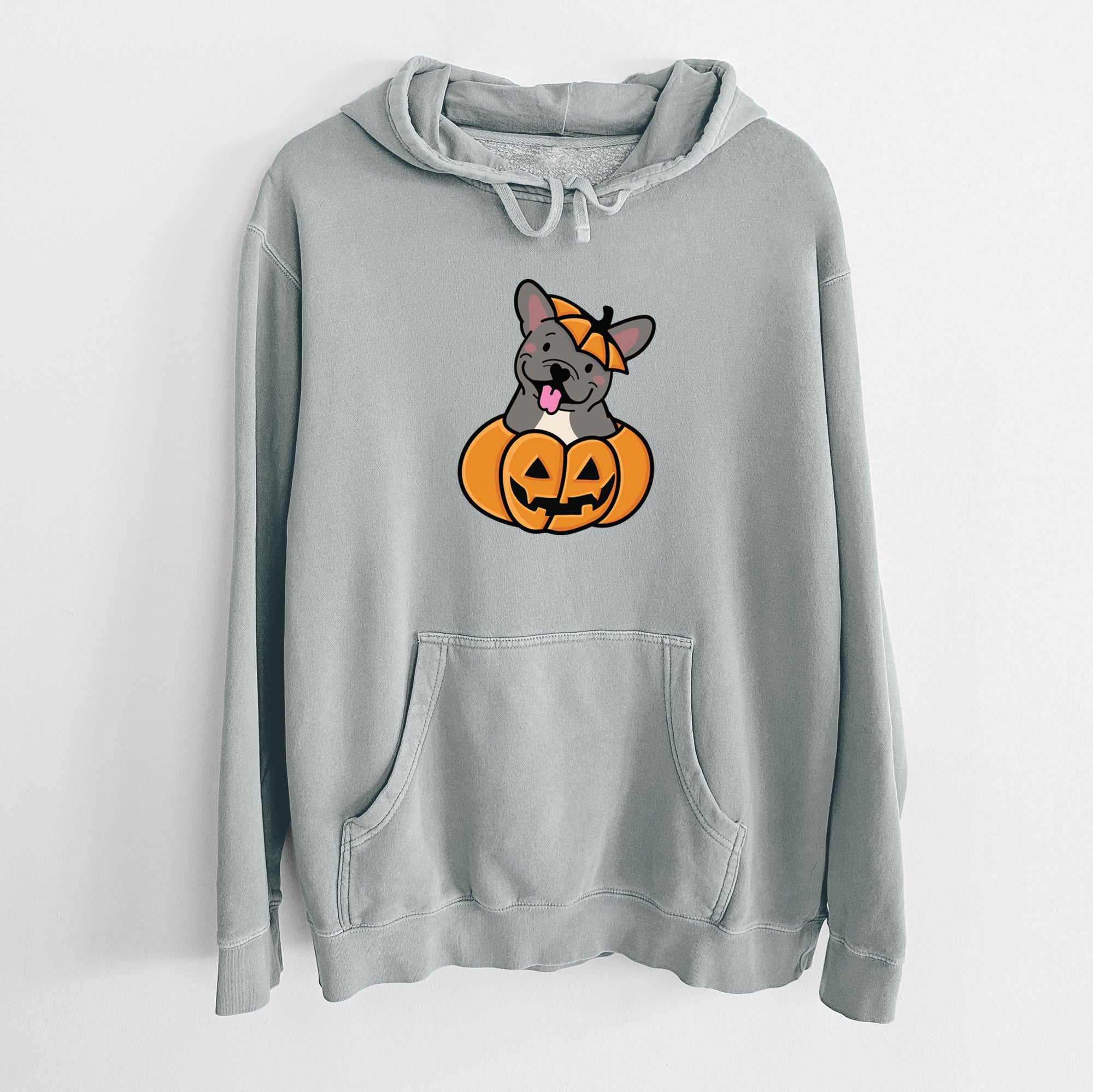 Pumpkin Pup - French Bulldog - Unisex Pigment Dyed Hoodie