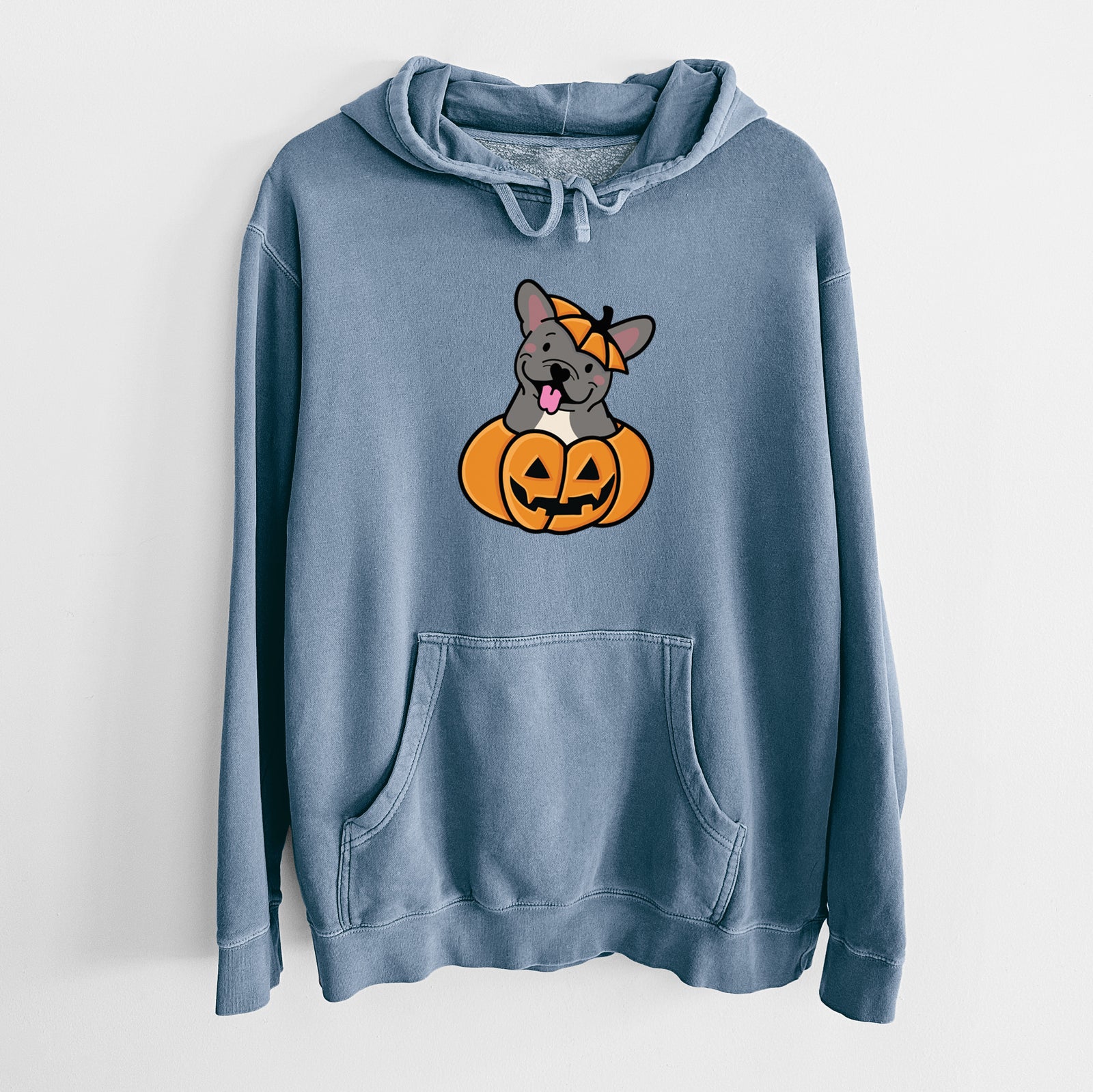 Pumpkin Pup - French Bulldog - Unisex Pigment Dyed Hoodie