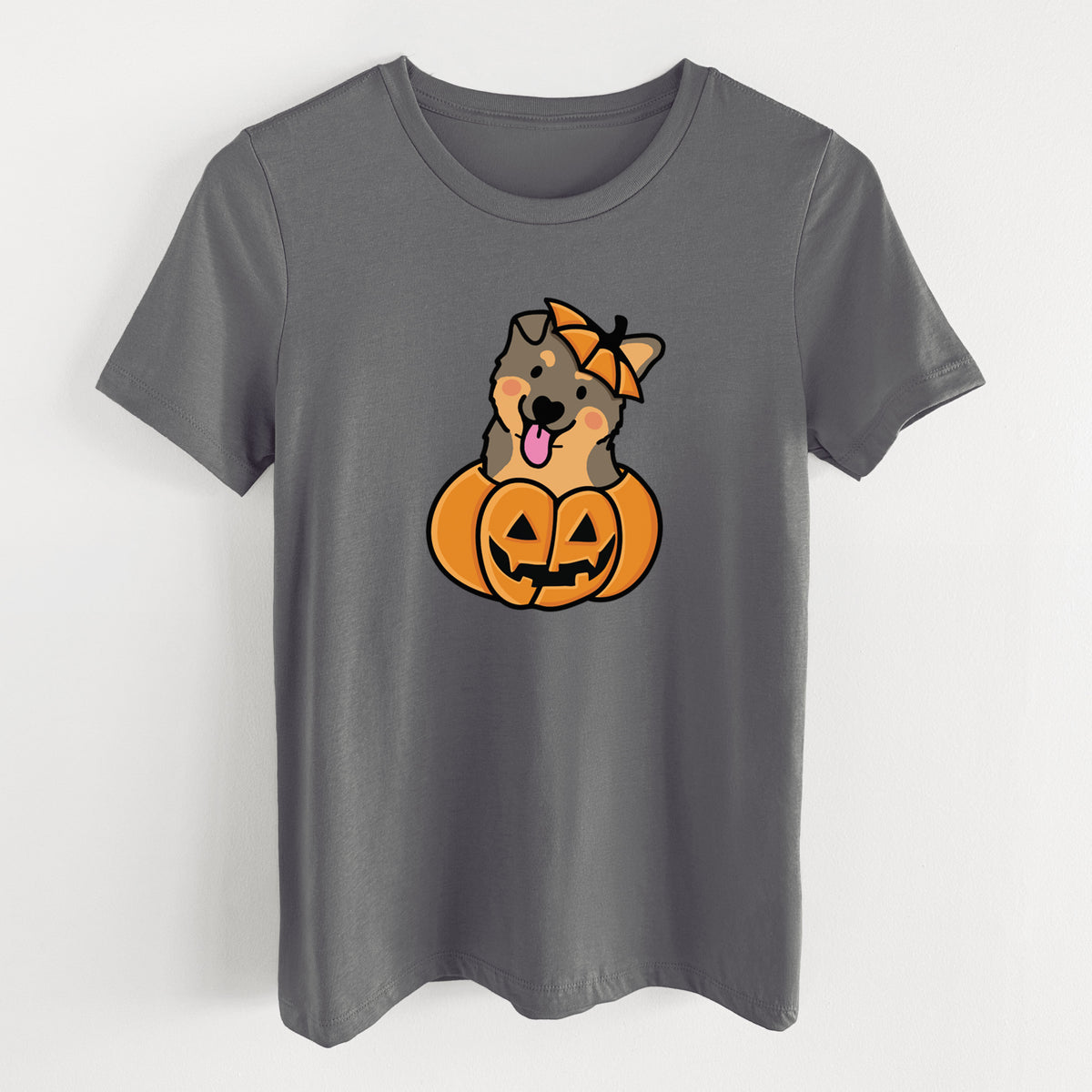 Pumpkin Pup - German Shepherd - Women's Lightweight Relaxed Fit 100% Cotton Crewneck