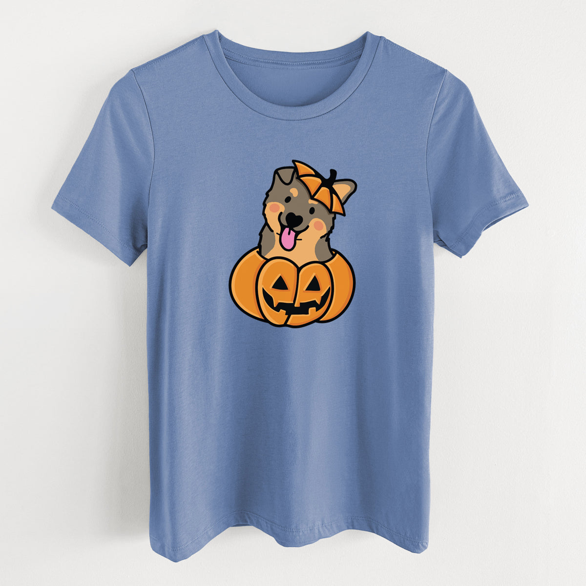 Pumpkin Pup - German Shepherd - Women's Lightweight Relaxed Fit 100% Cotton Crewneck